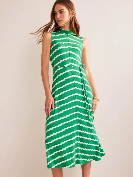 Платье миди Boden Effortless Chevron Wave, зеленый