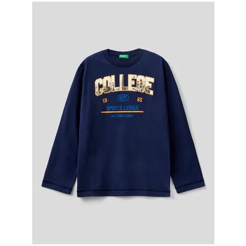 Лонгслив UNITED COLORS OF BENETTON, хлопок, размер 150 (XL), синий