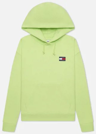 Женская толстовка Tommy Jeans Tommy Badge Organic Cotton Hoodie, цвет зелёный, размер S