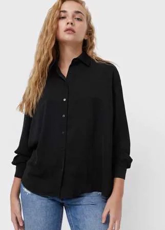 Stradivarius Рубашка Из Сатина Черный S
