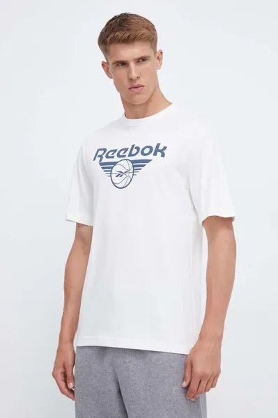 Баскетбольная хлопковая футболка Reebok Classic, бежевый