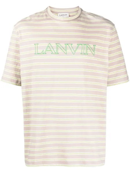 Lanvin футболка с вышитым логотипом, коричневый