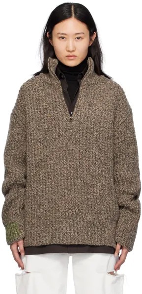 Коричневый заштопанный свитер Maison Margiela