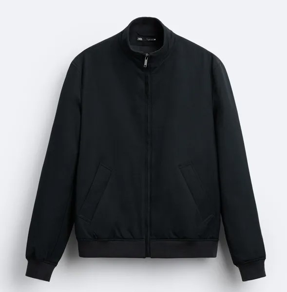 Куртка-бомбер Zara Cotton Blend, темно-синий