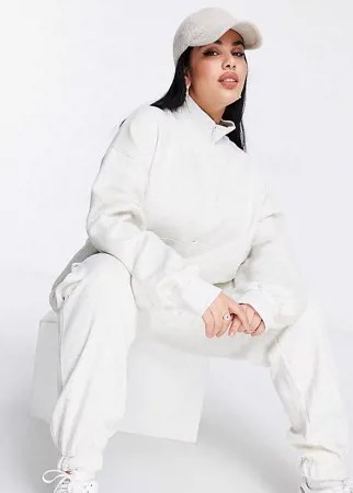 Свитшот в стиле oversized кремового цвета с короткой молнией (от комплекта) Public Desire Curve-Белый