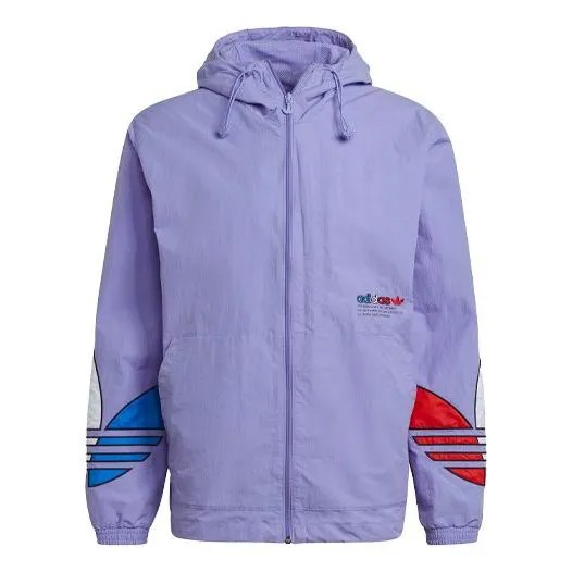 Куртка adidas originals MENS Tricol Logo Printed Windbreaker Hoodie Jacket Purple, цвет lavender