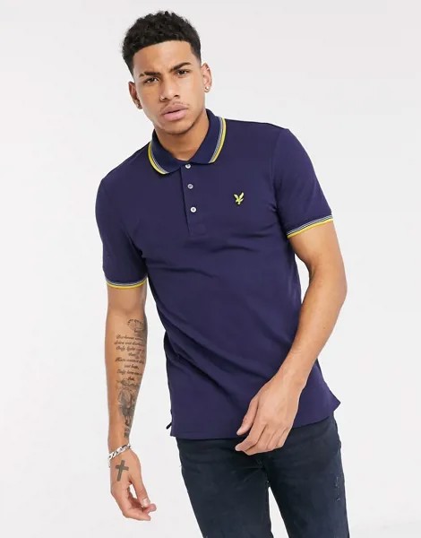 Темно-синее поло с контрастным воротником Lyle & Scott-Темно-синий