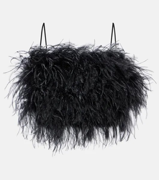 Бюстгальтер Grain de Poudre с отделкой перьями Miu Miu, черный