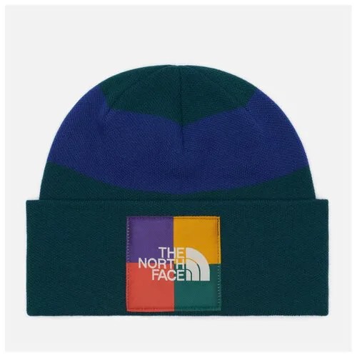 Шапка The North Face Color Block Knit Beanie зелёный , Размер ONE SIZE