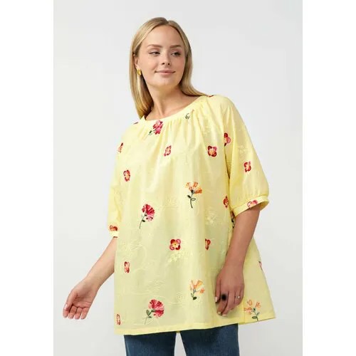 Блуза , повседневный стиль, короткий рукав, размер 56, желтый