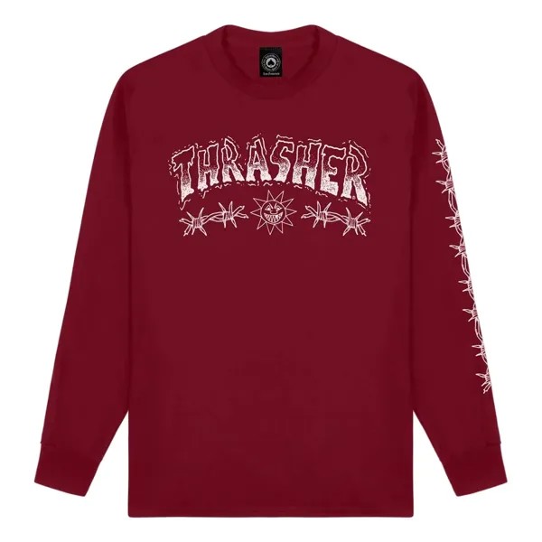Лонгслив мужской Thrasher Barbed Wire бордовый XL