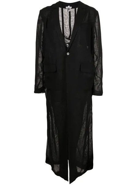 Comme Des Garçons Noir Kei Ninomiya однобортное пальто с прозрачной вставкой
