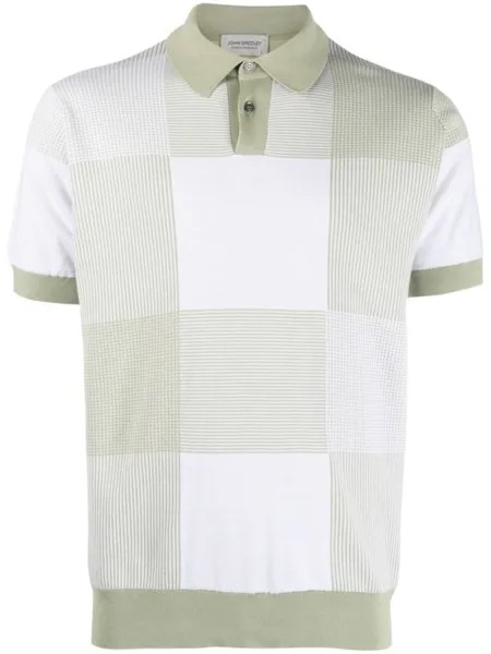 John Smedley рубашка поло в клетку, зеленый