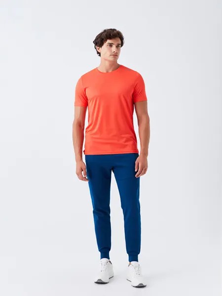 Мужская спортивная футболка с круглым вырезом и короткими рукавами LCW Active, яркий оранжевый