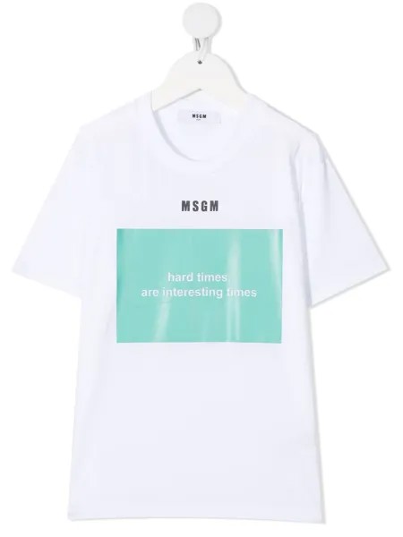MSGM Kids футболка с круглым вырезом и надписью