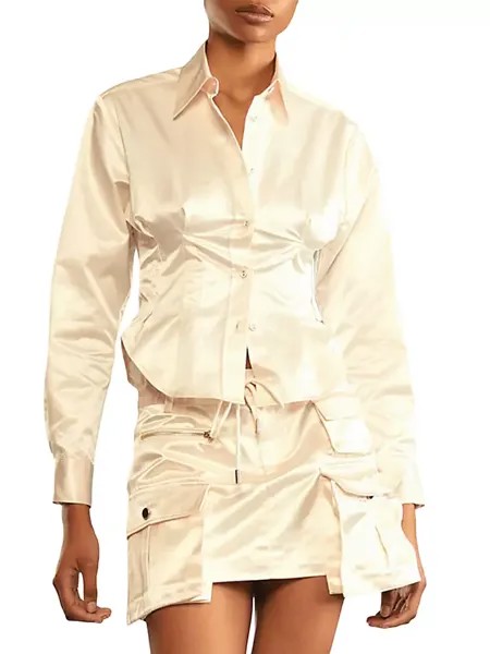 Блуза-корсет из хлопка и шелка Cynthia Rowley, цвет cream