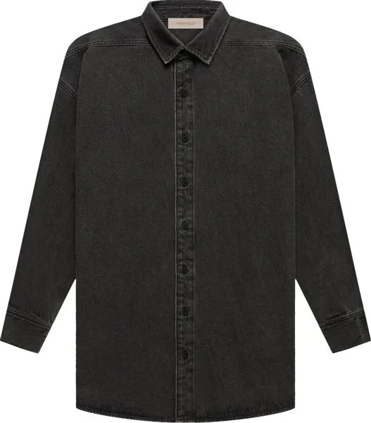 Рубашка Fear of God Essentials Denim Long-Sleeve Shirt 'Black', черный