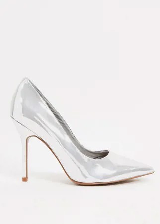 Серебристые остроносые туфли-лодочки на высоком каблуке ASOS DESIGN Phoenix-Серебряный
