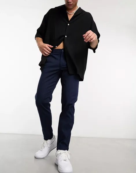 Брюки Asos Design Tapered, темно-синий