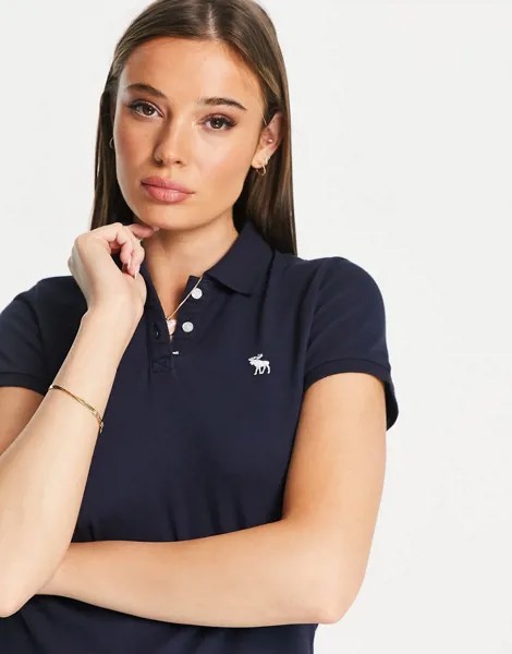 Темно-синяя футболка-поло с логотипом Abercrombie & Fitch-Темно-синий