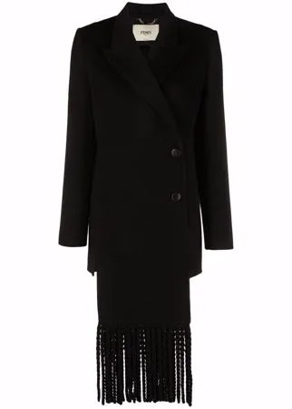 Fendi двубортное пальто с бахромой