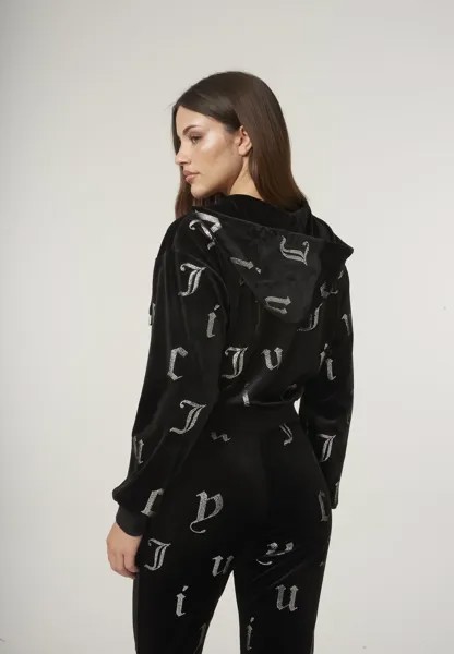 Толстовка на молнии NALA DIAMANTE CROPPED HOODIE Juicy Couture, черный