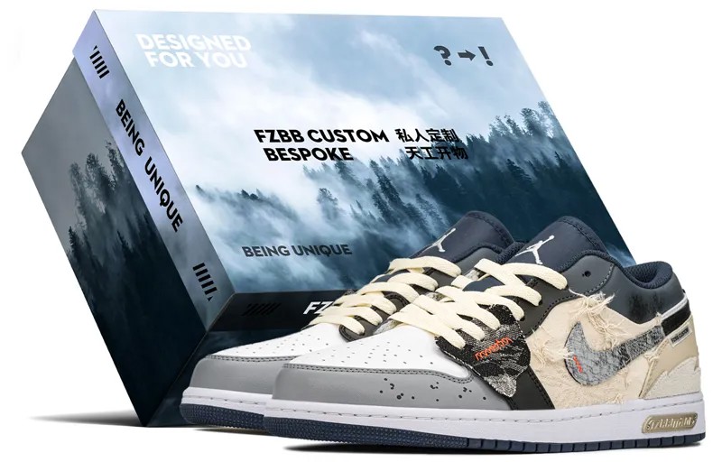 Кроссовки Air Jordan 1 Vintage Basketball Shoes Men Low-top Black/beige, черный/хаки