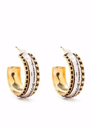 Alexander McQueen engraved logo hoop earrings