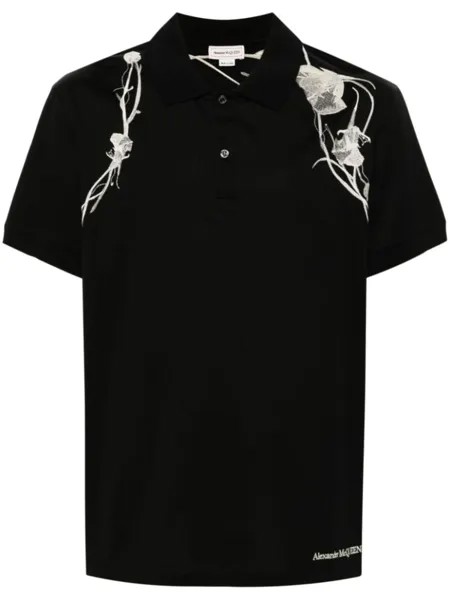 Alexander McQueen рубашка поло Pressed Flower-Harness, черный