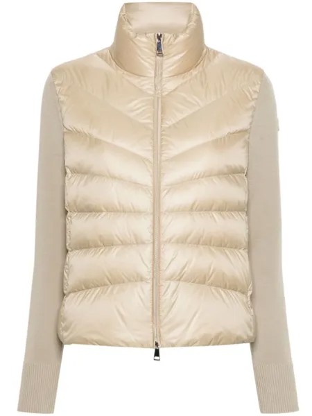 Moncler пуховик с трикотажными рукавами, нейтральный цвет
