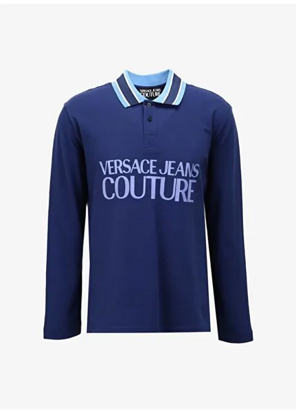 Темно-синяя мужская футболка-поло 75GAGT04CJ01T238 Versace Jeans Couture, темно-синий