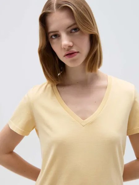 Футболка из хлопкового тона со скольжением av Ovs, цвет light yellow