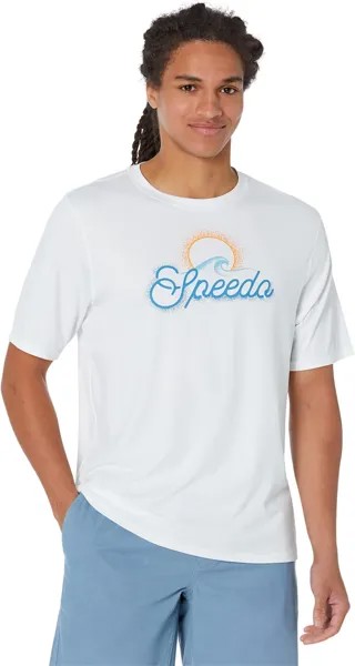 Рубашка для плавания с короткими рукавами и графическим рисунком Speedo, ярко-белый