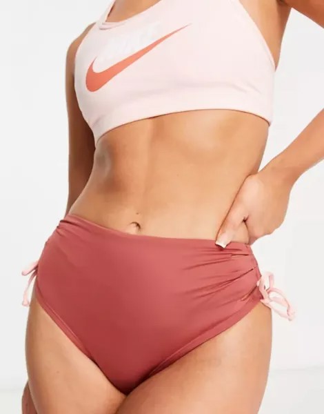 Розовые бразильские плавки бикини с завышенной талией Nike