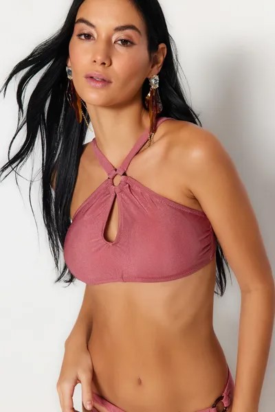 Топ бикини с деталью Dusty Rose с вырезами Trendyol, розовый