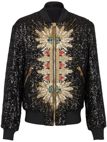 Balmain бомбер с пайетками, черный