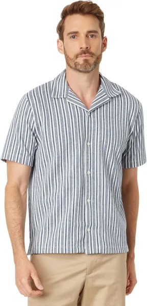 Футболка Vince Cabana Stripe Short Sleeve Button-Down, цвет Washed Twilight Blue