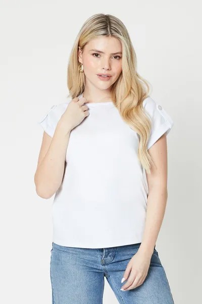 Футболка с пуговицами на плечах Dorothy Perkins, белый
