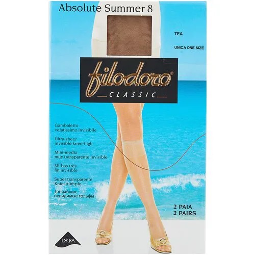 Капроновые гольфы Filodoro Classic Absolute Summer 8 Den, 2 пары, размер one size, tea