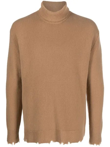 Laneus ripped wool sweatshirt, коричневый