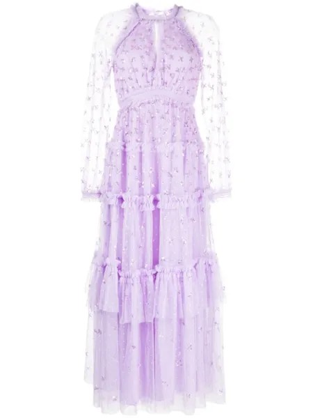Needle & Thread платье Sequin Kisses, фиолетовый