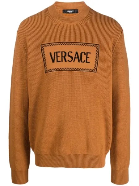 Versace джемпер с логотипом 90s Vintage, коричневый