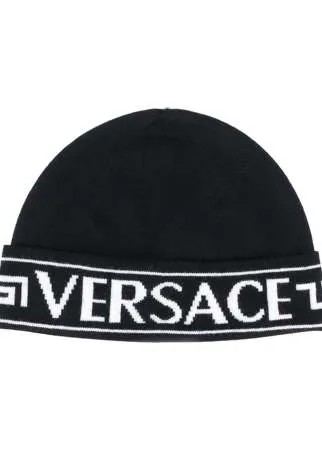 Versace шапка бини с жаккардовым логотипом