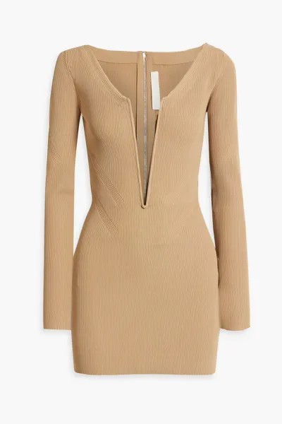 Мини-платье ребристой вязки Dion Lee, песок