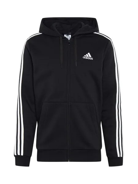 Узкая спортивная толстовка на молнии Adidas Essentials Fleece 3-Stripes, черный