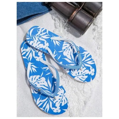 Сланцы Roxy Portofino Blue/White, Цвет голубой, Размер 38
