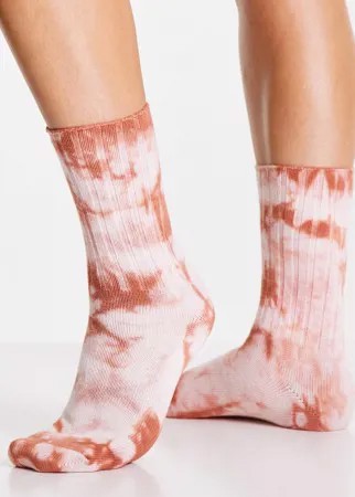 Розовые свободные носки с принтом тай дай Topshop-Розовый цвет