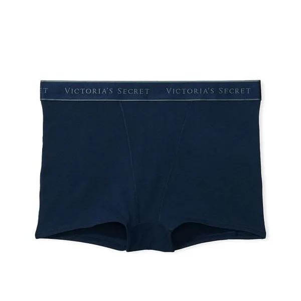 Трусики-шортики с высокой талией Victoria's Secret Logo Cotton, темно-синий