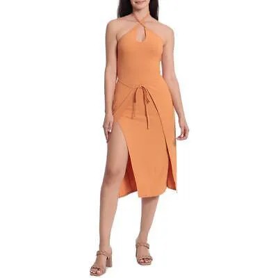 Женское оранжевое облегающее платье до колена с разрезом на бретельках Avec Les Filles M BHFO 3687