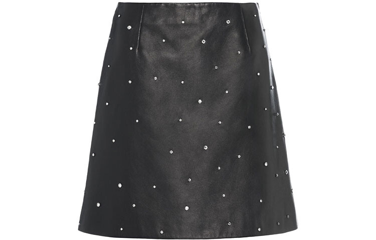Кожаная юбка женская черная Miu Miu